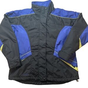 Columbia Black and Blue Snow Jacket with Yellow Trim